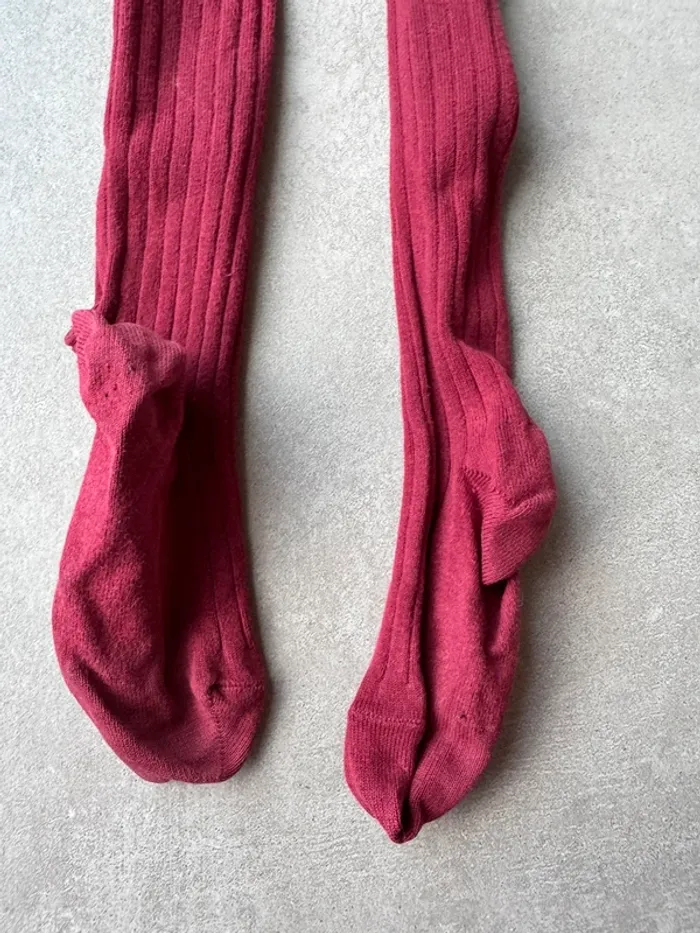 Lot de 3 paires de collants beige/jaune moutarde/rouge bordeaux côtelés - Taille 4 (pour du 4/5 Ans) - photo numéro 19