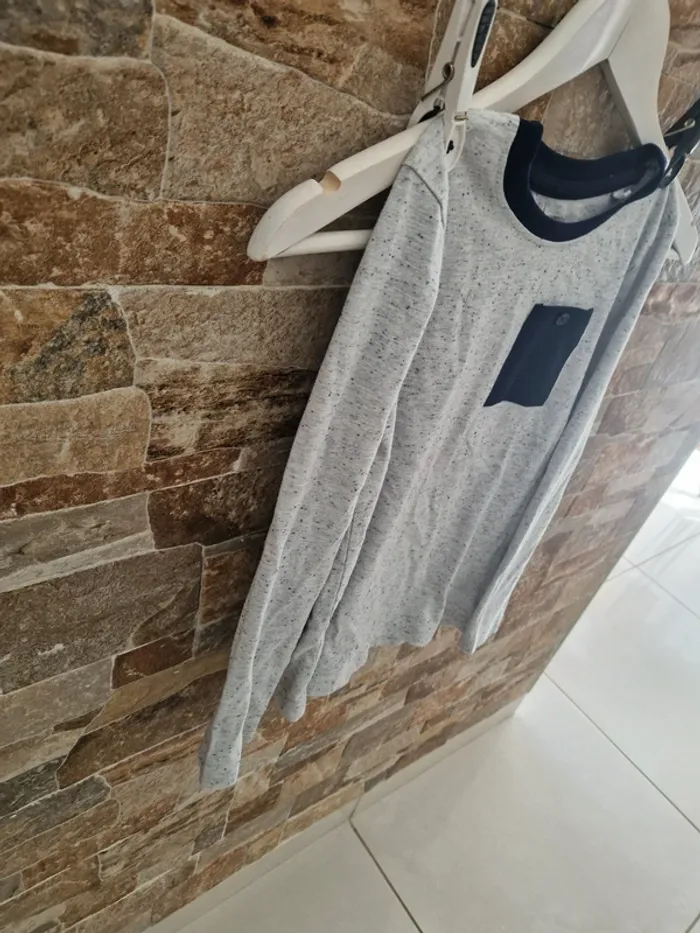 1 tee short manche longue gris bleu taille 8 ans - photo numéro 2