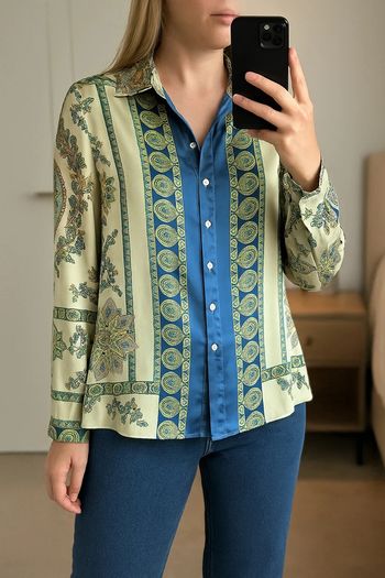 Chemise fluide imprimée satinée – Zara – Taille M – Neuve avec étiquette