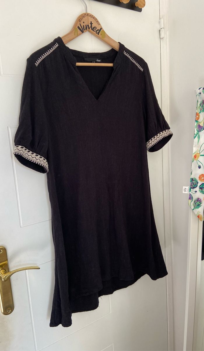 Robe style bohème etam ample noir mélange lin