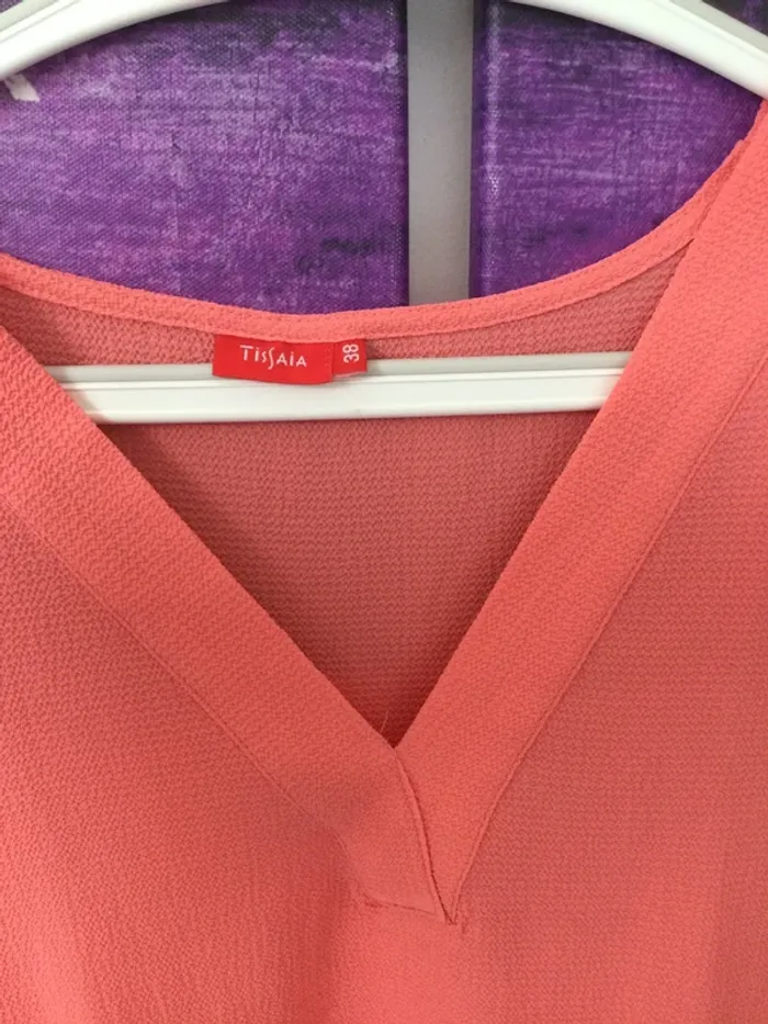Blouse fluide d’été manches courtes corail T38 - photo numéro 4