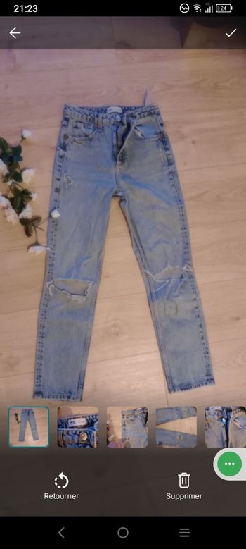 Jean Zara délavé à genoux déchirés c71