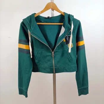 Veste sweat zippée courte à capuche Jennyfer vert college M A1426