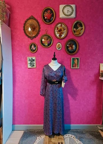 Robe longue violette à motif fleurs manches longues Grain de Malice taille 42