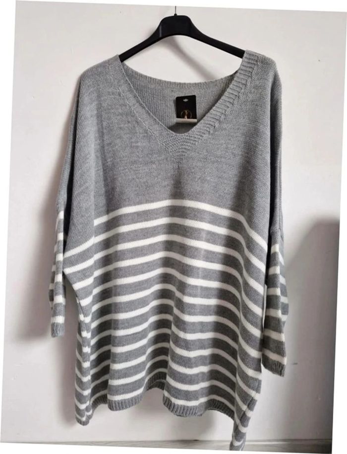 Pull marinière gris curvy