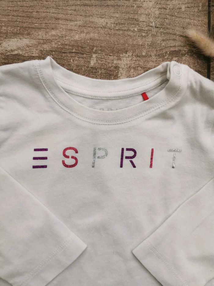 🌺Esprit Joli teeshirt manches longues blanc 9mois - photo numéro 5