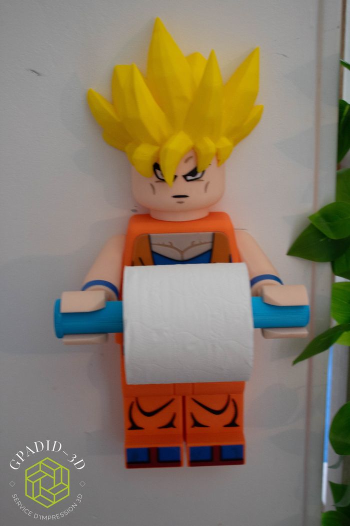 Dévidoir de papier toilette ou simple décoration murale dans un style lego son goku dragon ball z - photo numéro 4