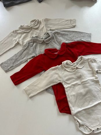 Lot de 4 bodies col Claudine Petit Bateau 6 mois