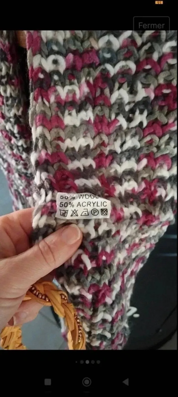 Ensemble bonnet écharpe kaki bordeaux beige 250 x 18 cm - photo numéro 4