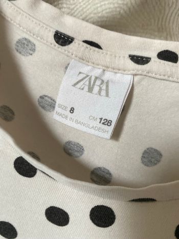 T-shirt souple crème pois noirs 8 ans Zara