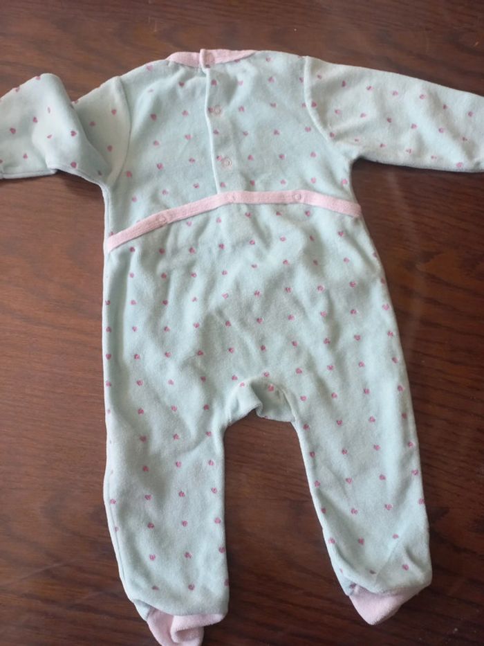 Pyjama bleu avec des cœurs roses Tissaia 6mois - photo numéro 2