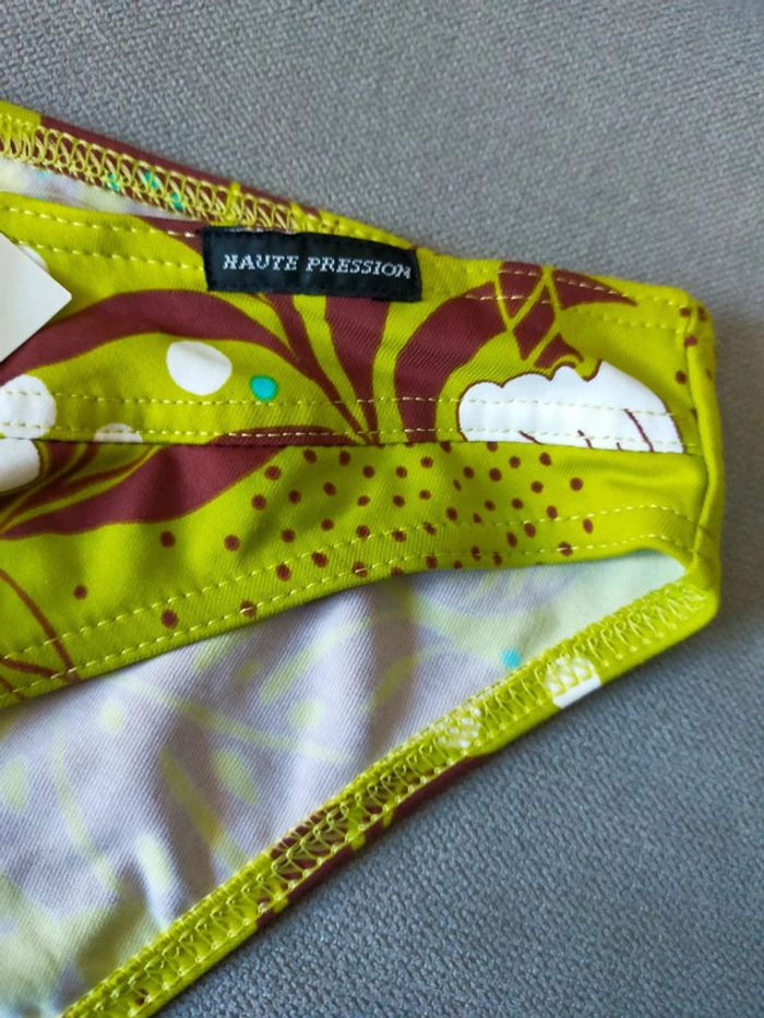 Bas de maillot femme – Imprimé tropical vert & bordeaux – Haute Pression – Neuf avec étiquette - photo numéro 2
