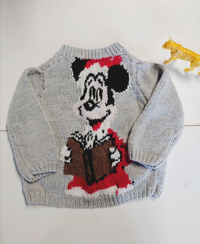 Gilet laine Mickey fait main