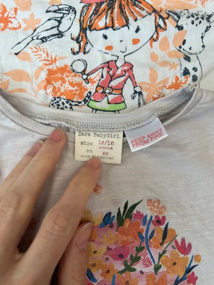 Lot de 2 tee-shirts blancs à manches courtes fille - 18 mois - Zara & Knot do Bab - photo numéro 2