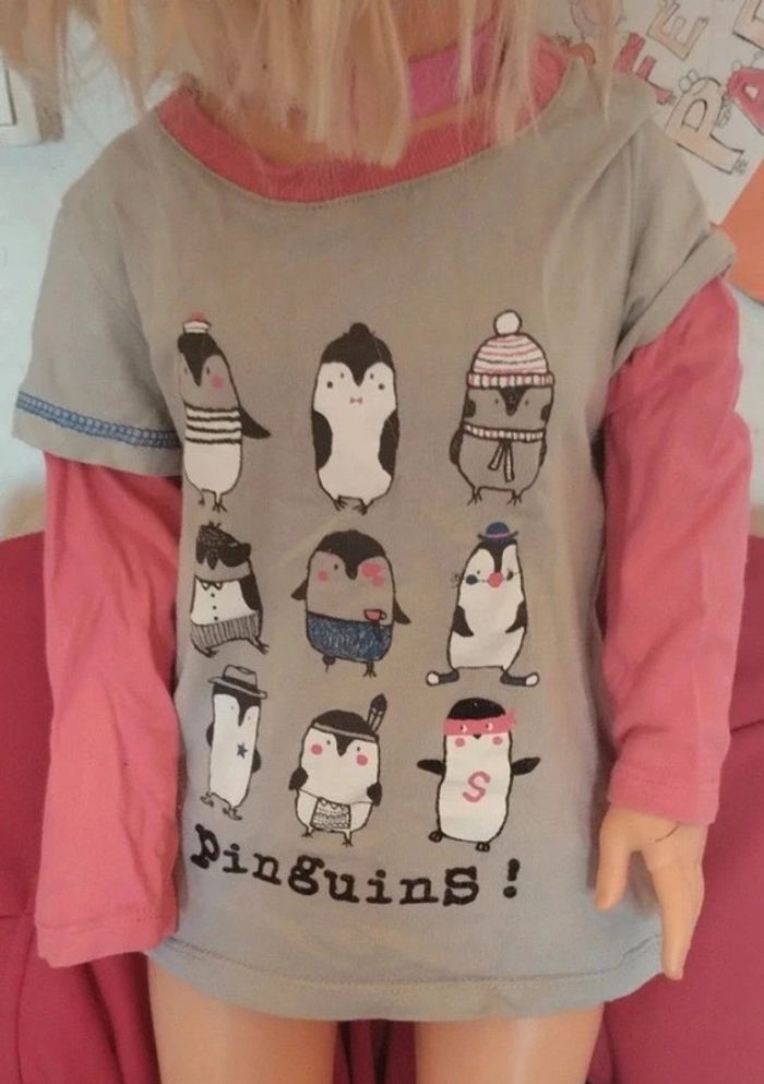 Tee shirt manches longues pingouins - photo numéro 3