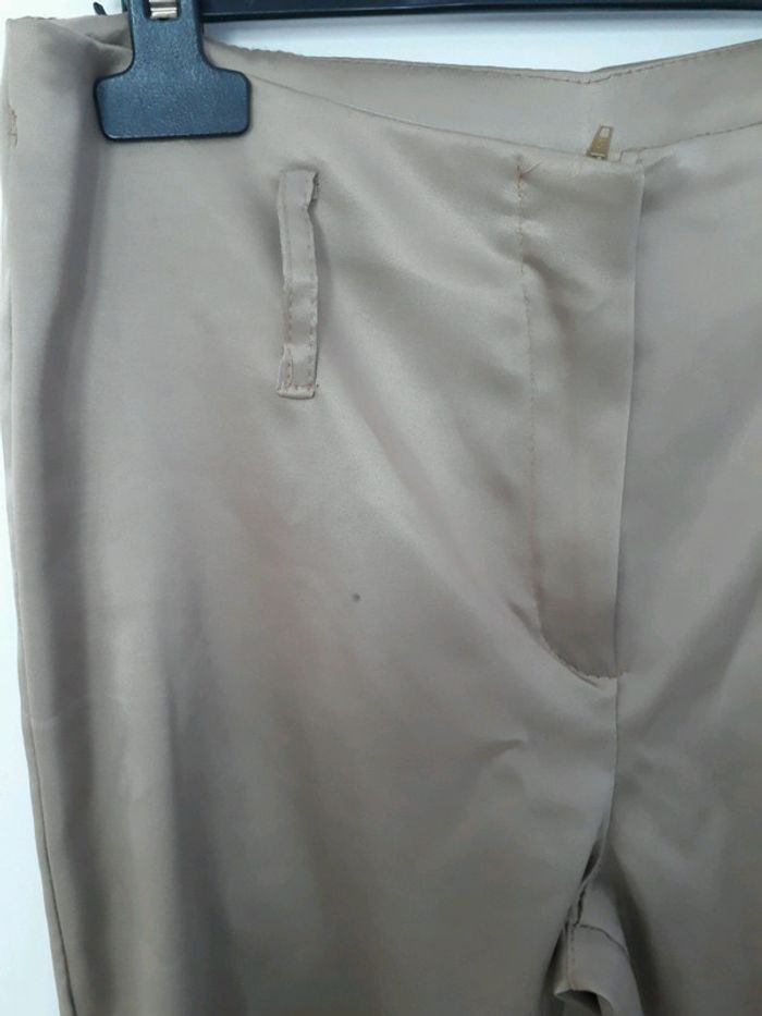 Pantacourt beige en coton effet satiné taille 2 - photo numéro 3