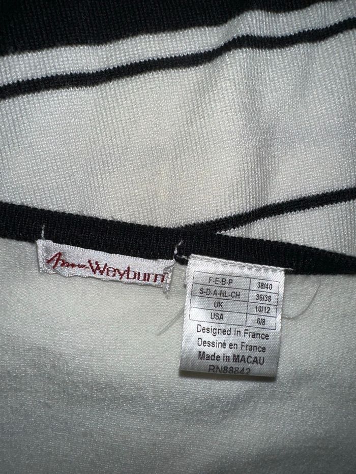 Cardigan marinière noir et blanc Anne Weyburn T38/40 M/L - photo numéro 6