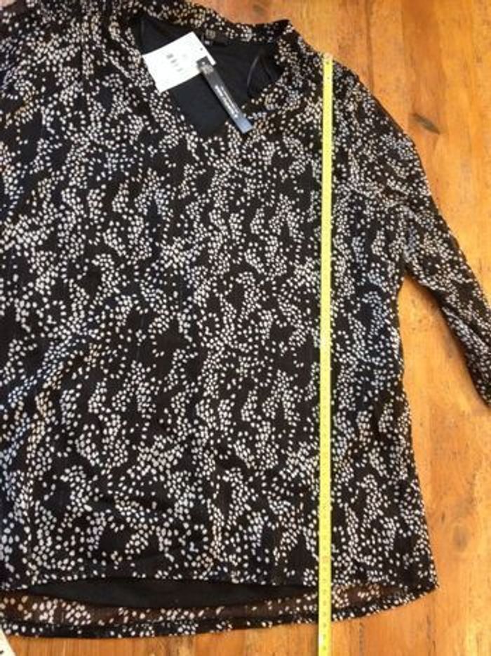 Blouse ample à motifs - noir et blanc - taille L - look féminin - photo numéro 4