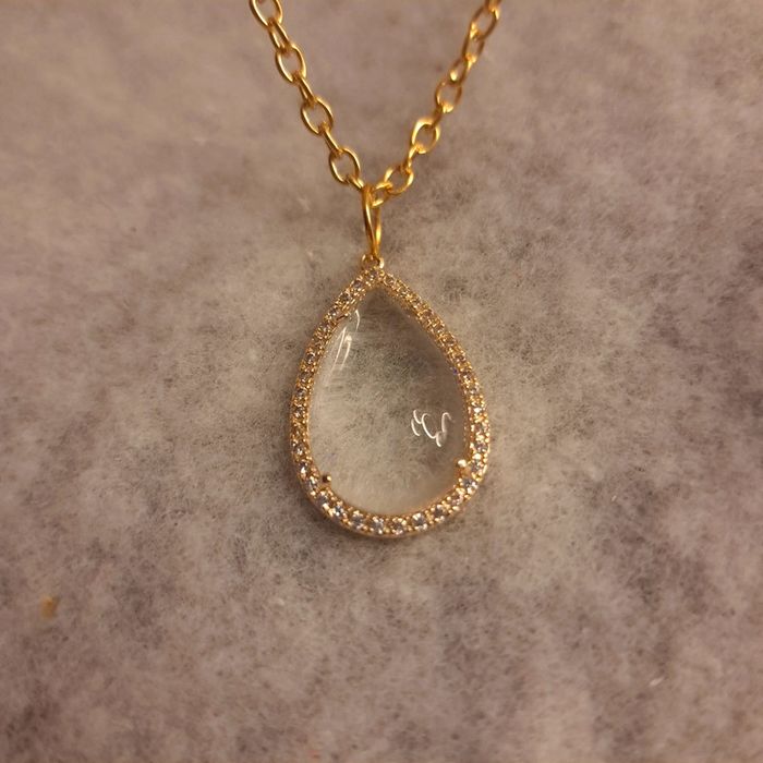 Collier doré avec pendentif strass verre transparent - photo numéro 10