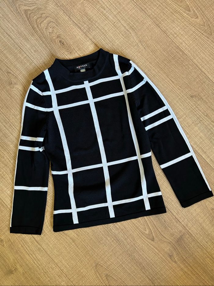 Pull noir et blanc avec manches 3/4 Morgan taille XS jamais porté - photo numéro 7