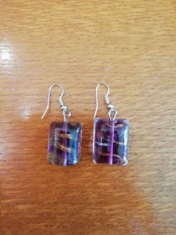Boucles  d'oreilles tablette  chocolat  pailleté