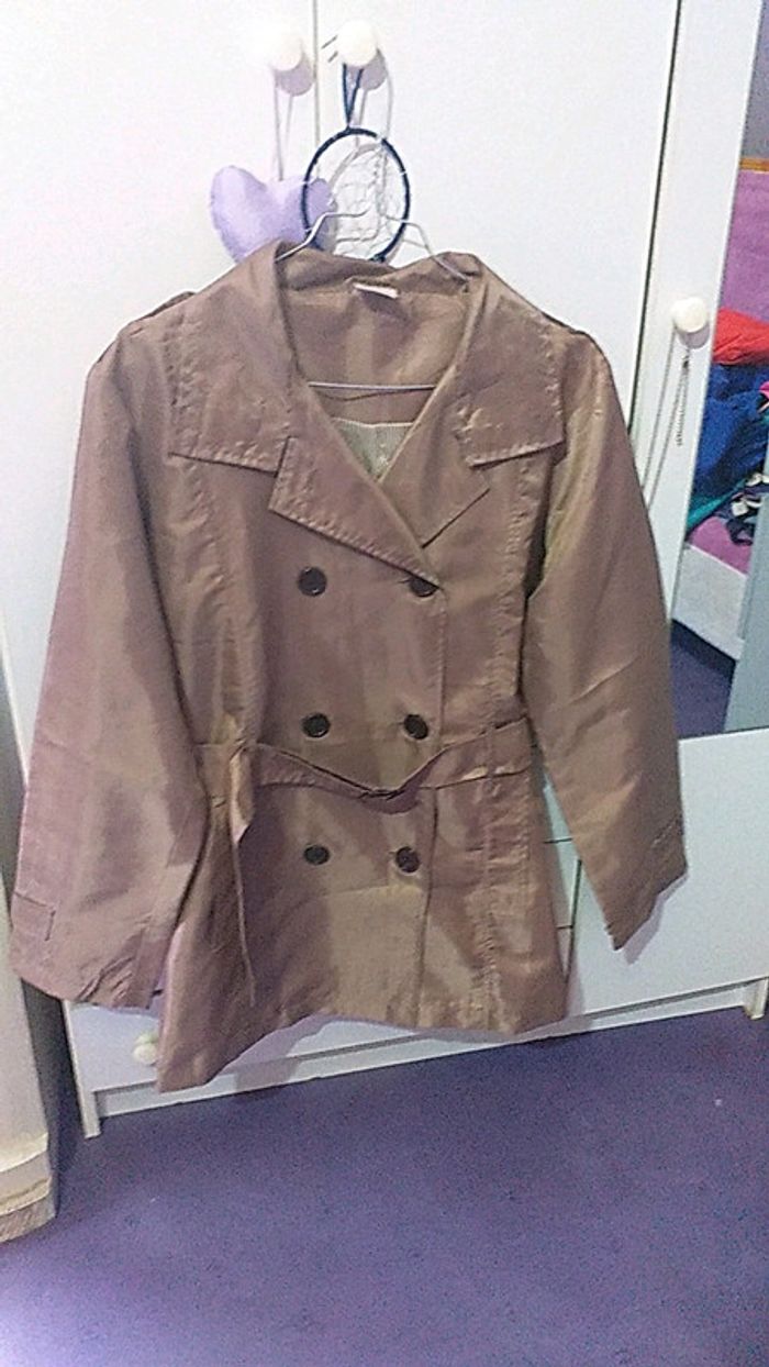 Veste trench marron clair imperméable taille 38/40 - photo numéro 3