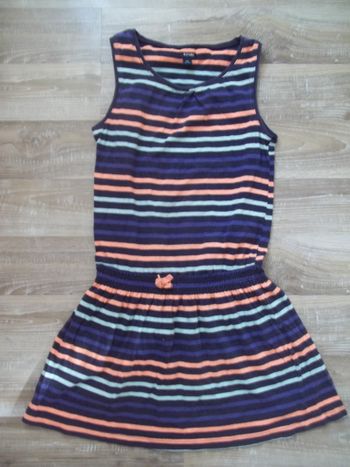 Robe de plage noire rayée multicolore Kiabi 10 ans
