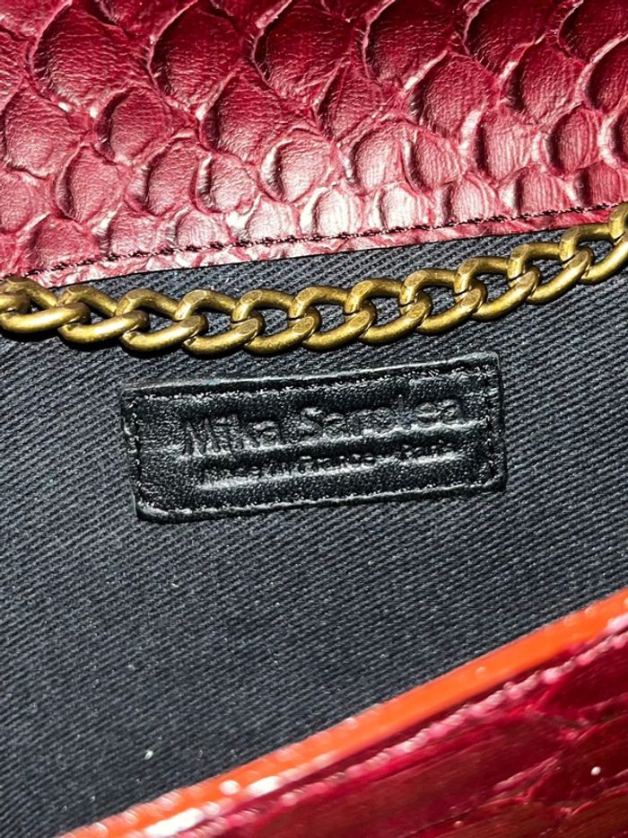 Sac à main bordeaux motif écaille - photo numéro 5