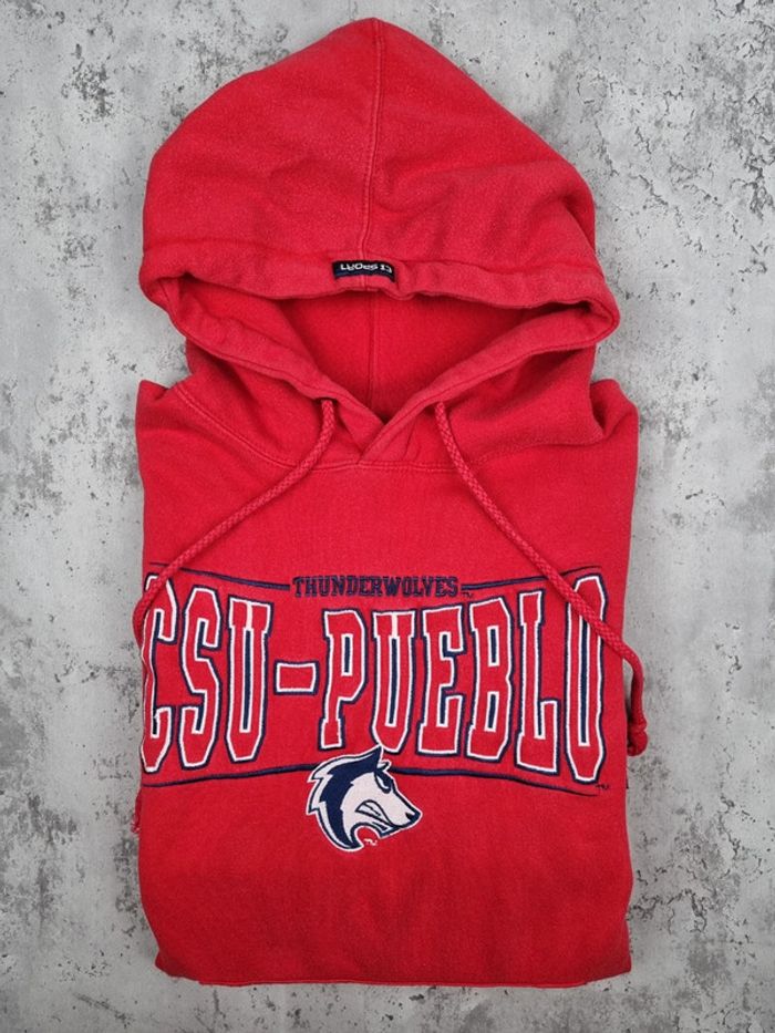 Pull à capuche universitaire CSU-Pueblo rouge – Taille L Homme (mesures en photos) - photo numéro 2