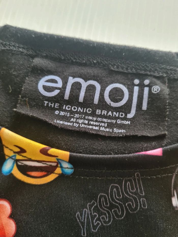 Tee-shirt Emoji bi-matière fille 12 ans peu porté - photo numéro 2