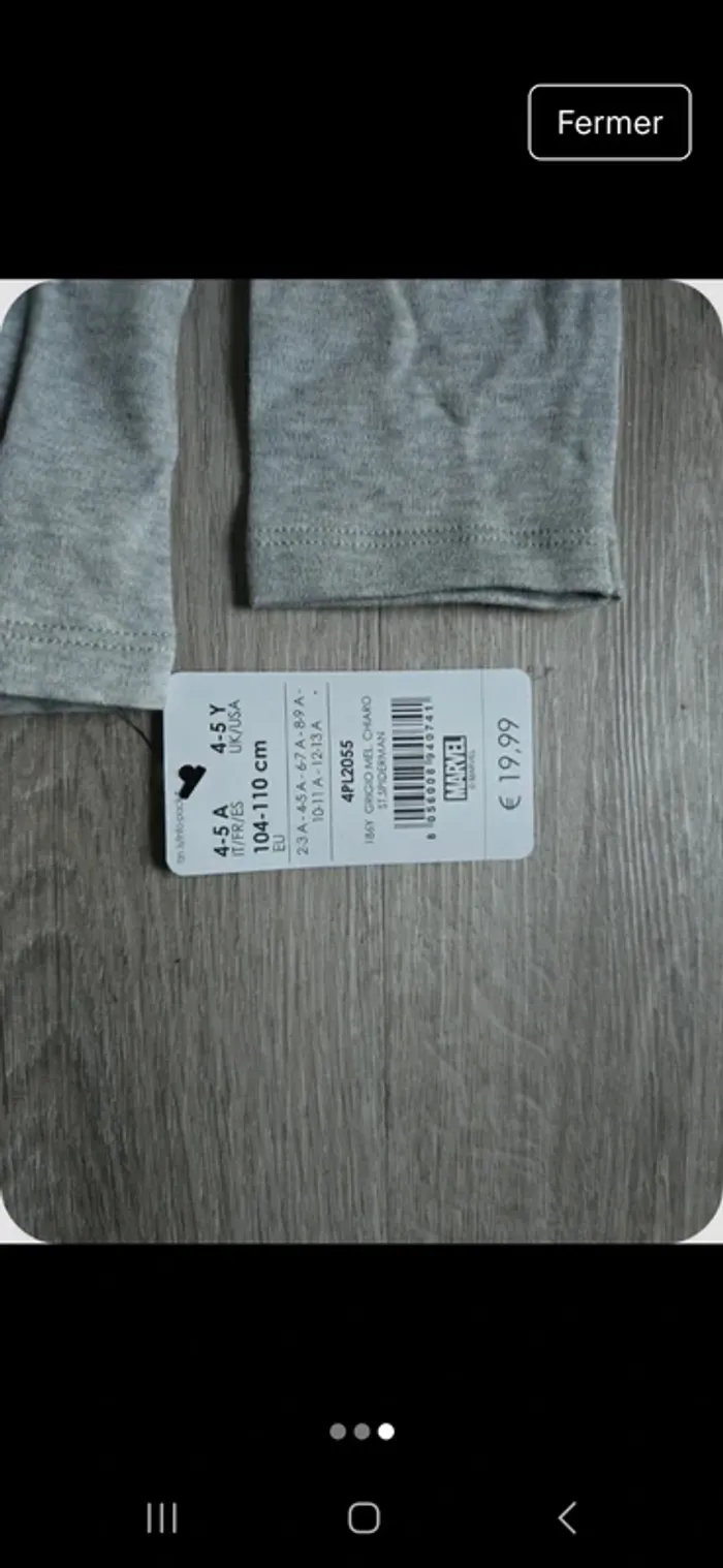Pyjama Spiderman Tezenis taille 4/5 ans - photo numéro 3