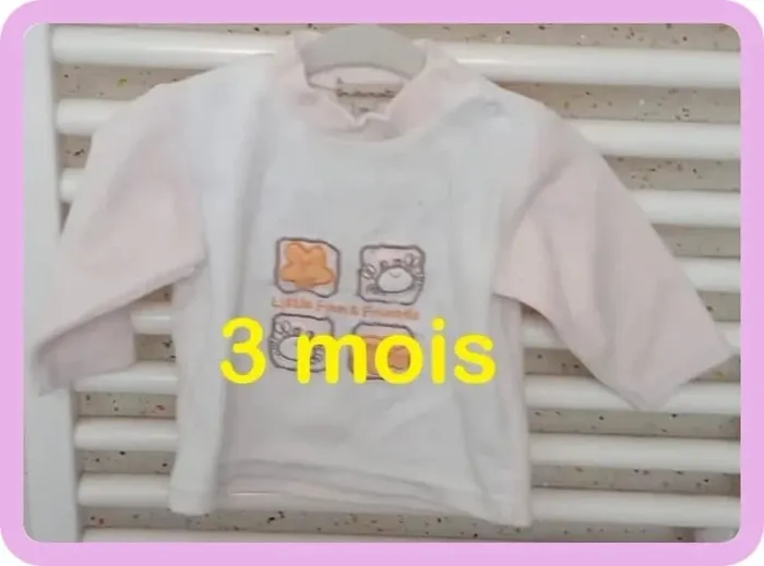 Pyjama blanc rose motif multicolore Tendrement Taille 3 mois
