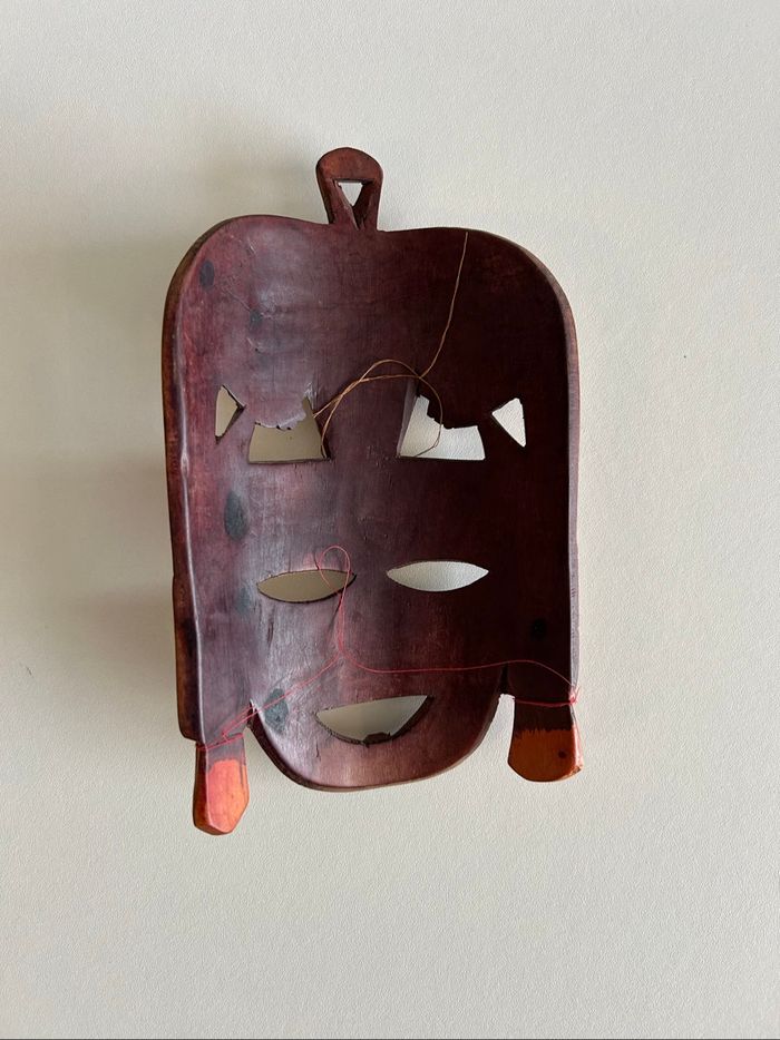 Masque mural africain bois sculpté – pièce artisanale, déco ethnique - photo numéro 2