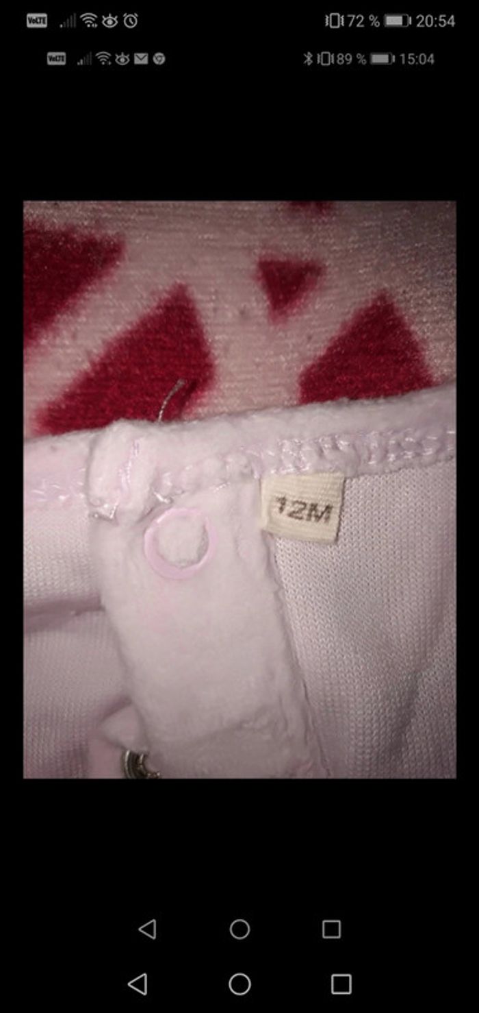 Pijama 2 pièces rose pâle sans pied 12 mois - photo numéro 2