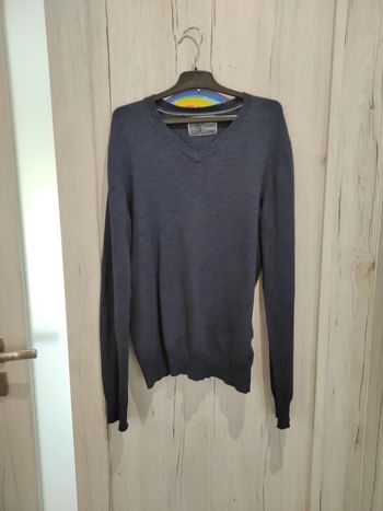Pull bleu homme col V taille S