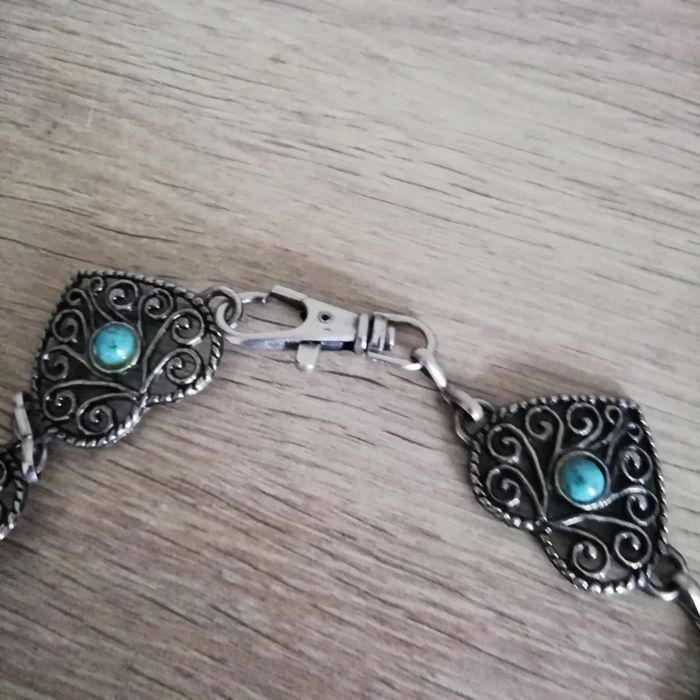 Collier fantaisie coeur pierres bleues.. - photo numéro 3