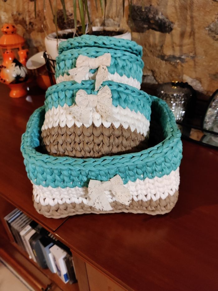 Pack paniers rangement en Trapilho pour bébé - photo numéro 3