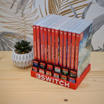 Nintendo Switch Support 12 boitiers + cartouches rouge & blanc