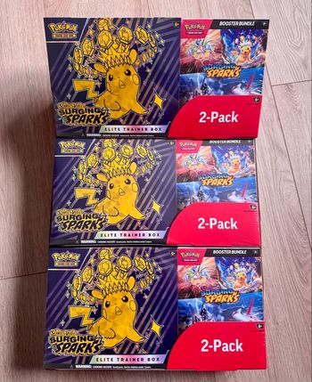 3 Pack ETB + Bundle Étincelles Déferlantes Pokémon