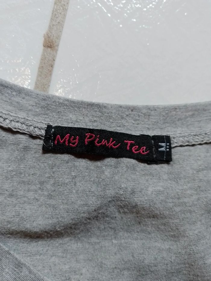 T-shirt gris femme motif drapeaux sur lèvres - photo numéro 10