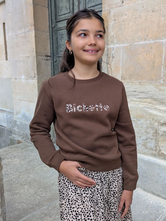 Sweat Bichette marron/léopard molletonné 
Taille 16 ans - photo numéro 3