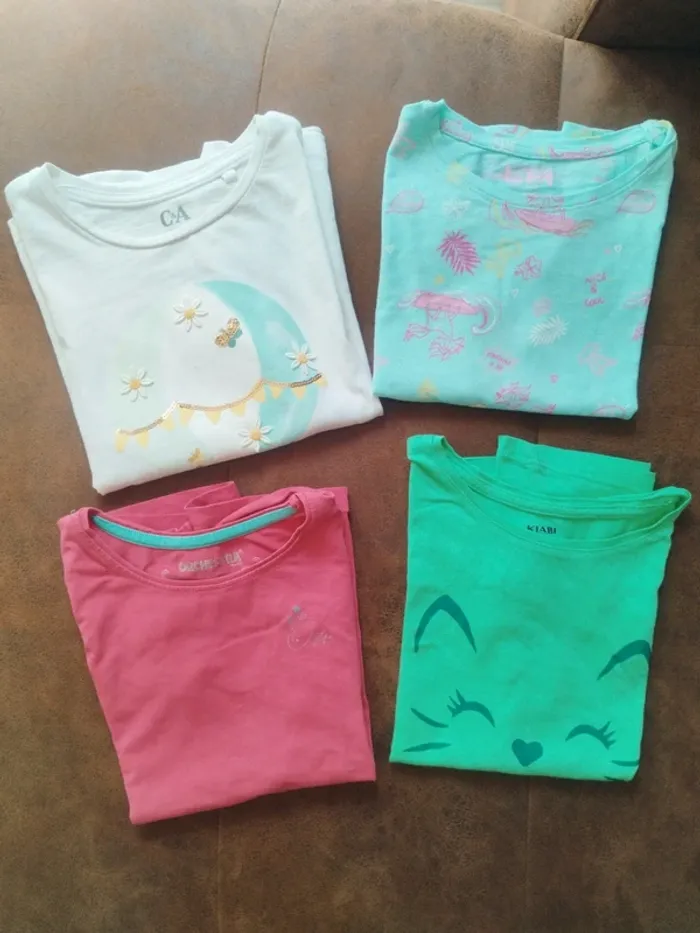 Lot de 4 t-shirts à manches courtes fille 6 ans