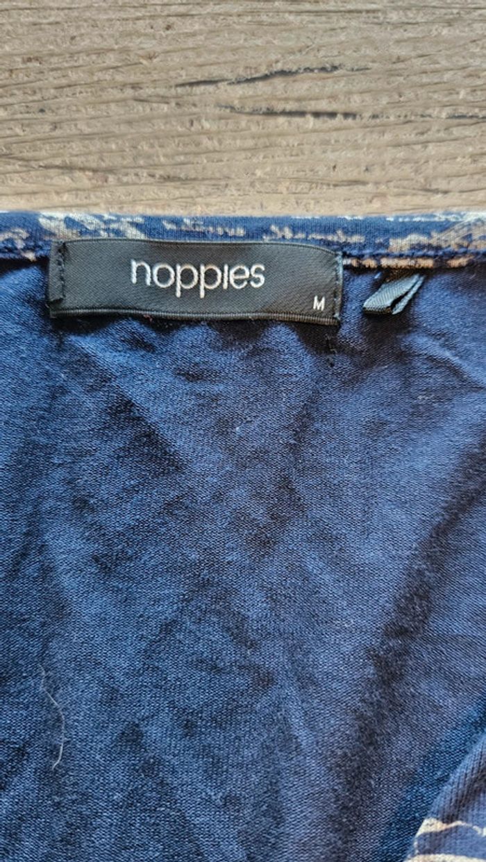 Rbe courte de grossesse, manches courtes, cache coeur, bleu motifs beiges, Noppies,M, nickel - photo numéro 8