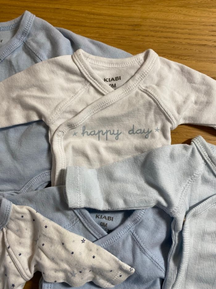 Kiabi Lot de 5 Bodies bleu/blanc Taille Naissance - photo numéro 6
