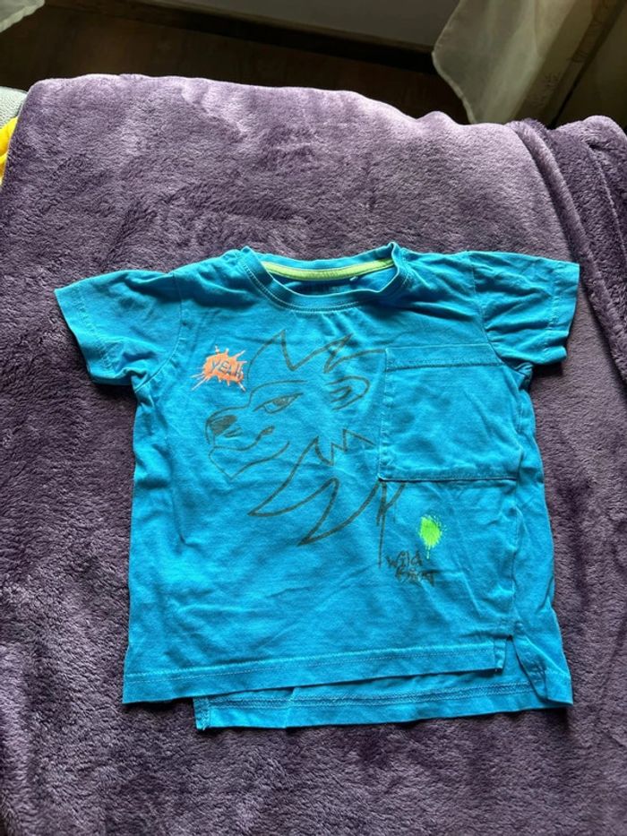 ensemble été garcon en coton organique short & t-shirt thème wild lion Blue seven taille 3 ans - photo numéro 3