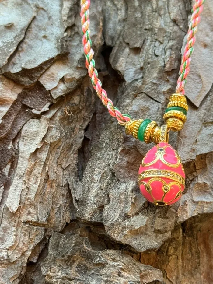 Collier cordons tressés grigri boules acier inoxydable or réglable habaha Paris - photo numéro 5