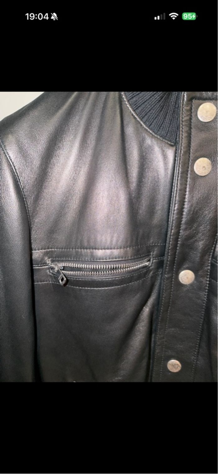 Leather bomber jacket with Web Gucci Veste en cuir Gucci - photo numéro 2