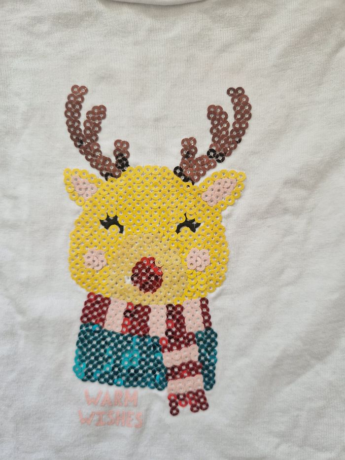 T-shirt bébé manches longues avec renne 6 mois - photo numéro 2