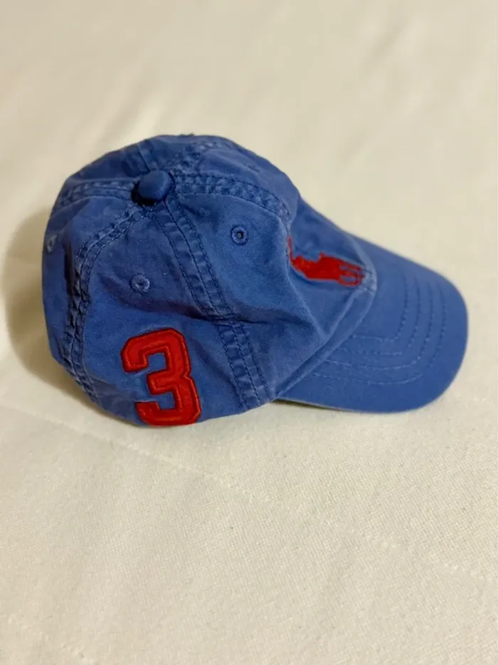 Casquette bébé baby ralph Lauren polo jean bleu rouge 3 baseball chino coton - photo numéro 2