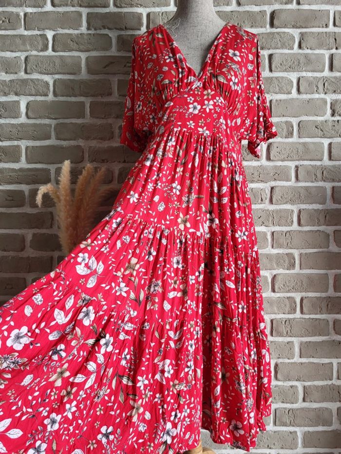 Belle robe Zara rouge à imprimé fleuri - Bohème Romantique - photo numéro 2